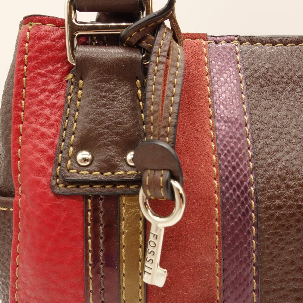 Fossil Multi Color Striped Leather Shoulder Bag - image 5